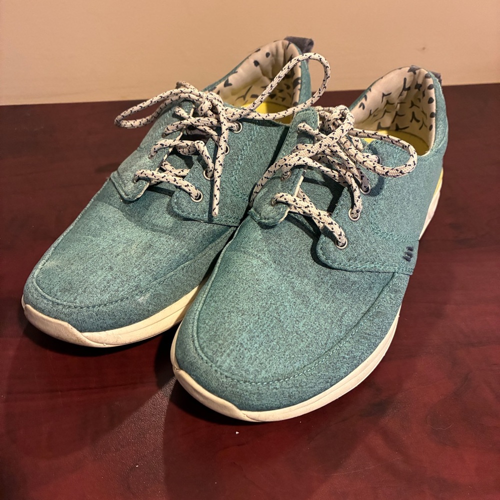 Reef Teal Canvas Lace-Up Sneakers Comfort Shoes Women’s Size 7.5 EU 38